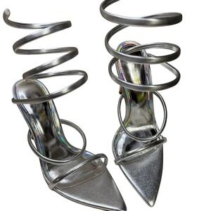 Fashion nova silver pump coil funky‎ sexy size 8